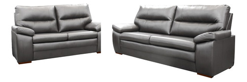 Juego De Living Sofa 3 Y 2 Cuerpos Cuerina Alta Calidad Color Gris