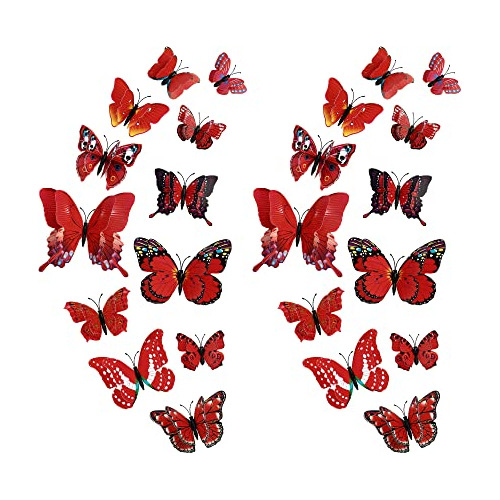 24pcs Mariposa Adhesivos De Pared 3d Mariposas Decoraci...