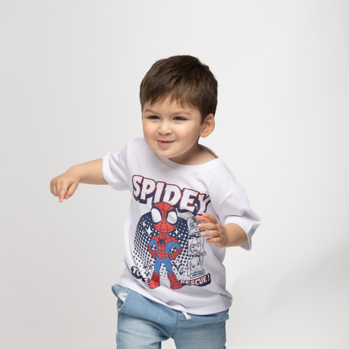 Polera Niño Ciudad Spidey Blanco Marvel