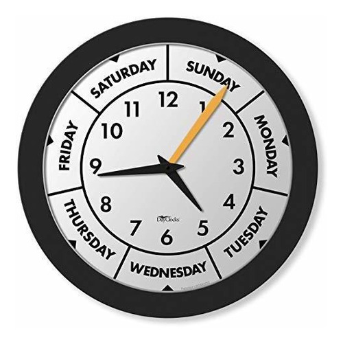 Reloj De Pared Dayclocks Time & Week-day Con Marco De Plást