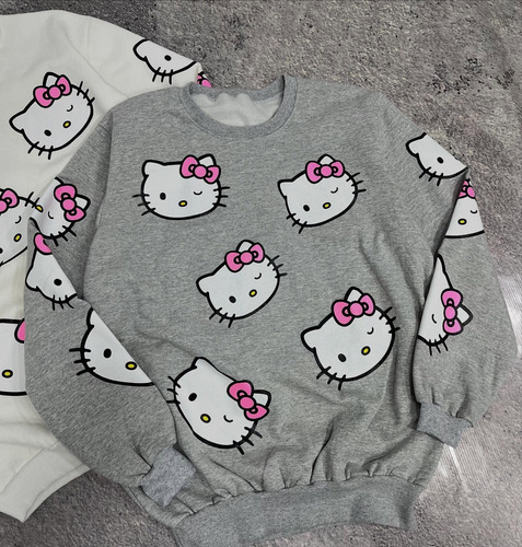 Maxibuzo Buzo Oversize Frizado Estampado Personajes Kitty