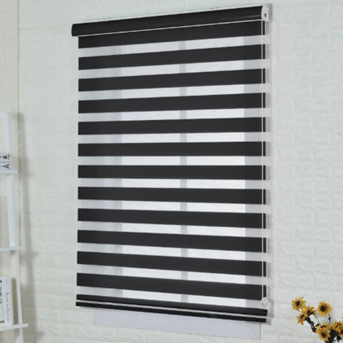 Persiana Enrollable Cortina Roller Duo De Cebra Enrollable Negro 180x180cm