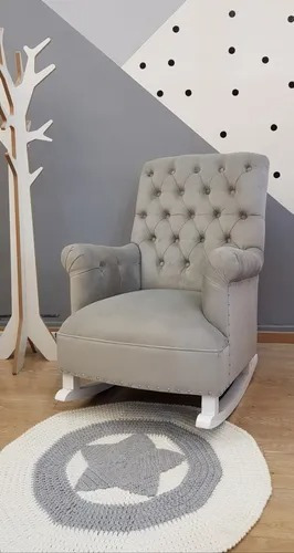 Imagen 4 de 10 de Sillon Mecedor Milano Para Amamantar Tapizado En Pana