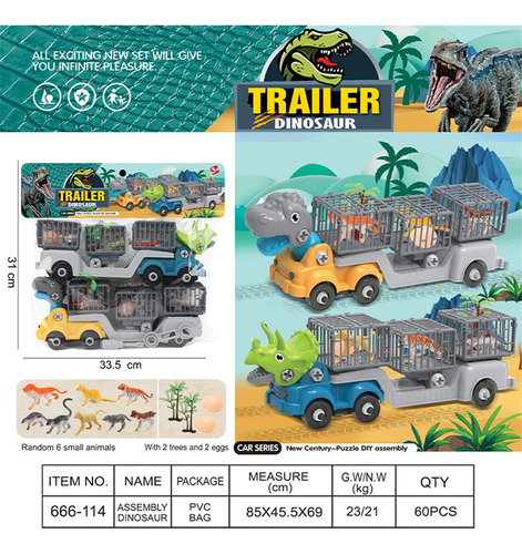 Remolque De Dinosaurio L Assembly Para Niños, Tobogán, Coche