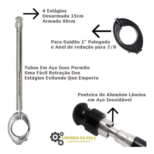 Antena Corta Pipa Bmw R 1200 Gs Adv Guidão 6 Estagios Mr10a