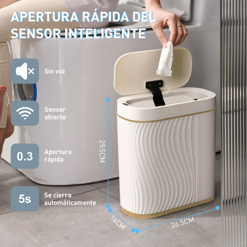 Cubo De Basura Automático Con Sensor Para Baño - 8l Botes