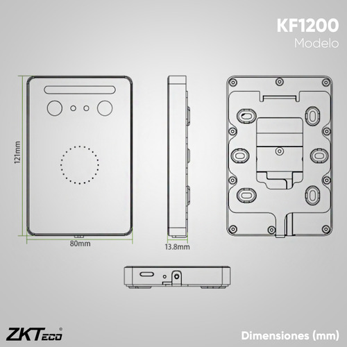 Zkteco Lector Wiegand De Reconocimiento Facial Modelo Kf1200 / 1500 Rostros Y 100,000 Registros / Comunicación Tcp/ip Y Wiegand / Visible Light / Requiere Panel De Control De Acceso Zk