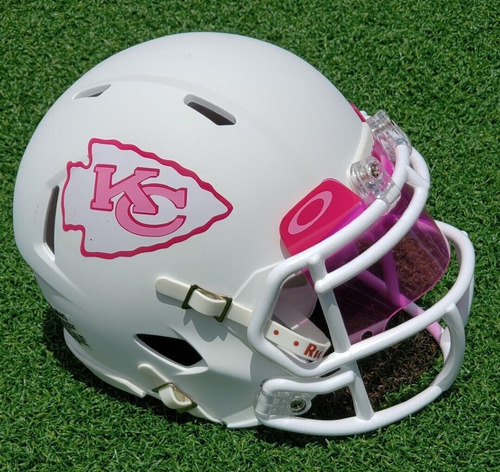 Kansas City Chiefs Pink White Mini Casco Riddell + Visor