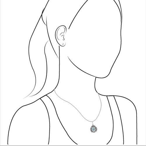 Dije De Gema Elegante Aguamarina Facetada En Plata De Ley