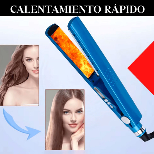 Plancha De Pelo Cabello Alisador Planchita Nano Tecnología Azul