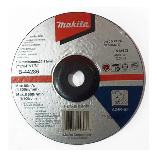 Disco T-27 7x1/4x7/8 Desbaste Metal Antes A9 Makita B-44286