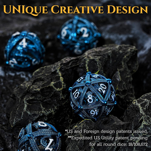 Conjunto De Dados Metal Dnd - Design Exclusivo De Esfera Oca