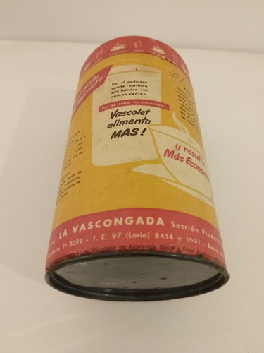 Antiguo Envase Cacao Leche Vascolet Impecable (Usado)