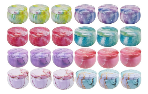 24 Tarros De Velas Redondos De Metal De 60 Ml Con Tapas