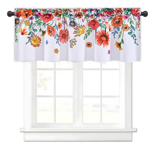 Likiyol Cortina Floral Cocina Cenefa Acuarela Colorida Para