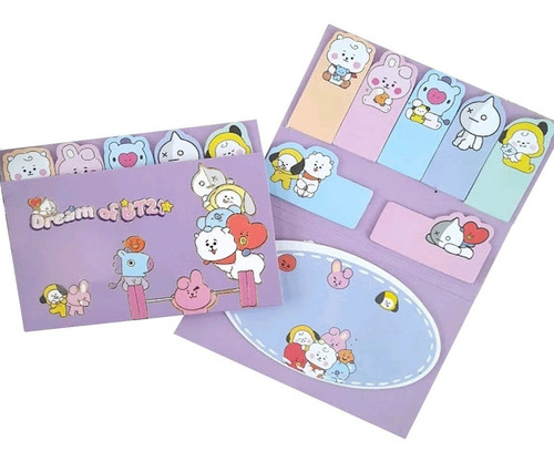 Set De 4 Post-it Notas Adhesivas Bt21 Bts Kawaii