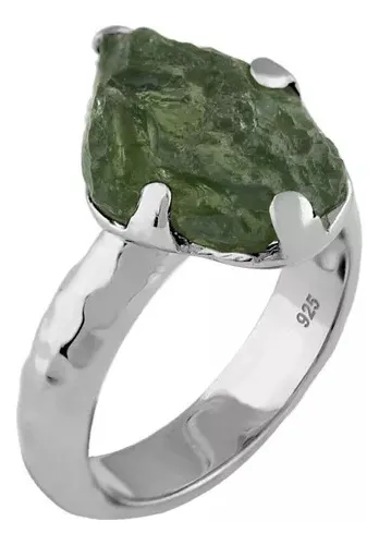 Anillo De Moldavita Genuina De 4 6 Quilates En Plata De Ley