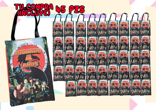 45 Dulceros Bolsitas Recuerdos Como Entrenar A Tu Dragon Rojo Como Entrenar A Tu Dragon Modelo1