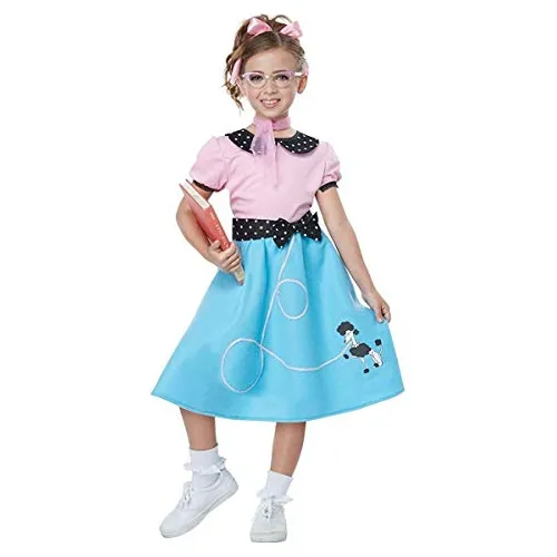 Disfraz Azul 50s Sock Hop Dress Girls Disfraz