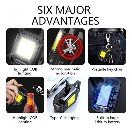 Mini Lanterna Led Para Chaveiro Com Luzes Cob Duplas