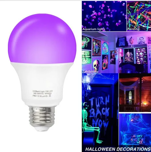 comprar Bombillo Luz Negra Led Uv, 12w E26, Hora Loca Glow Halloween