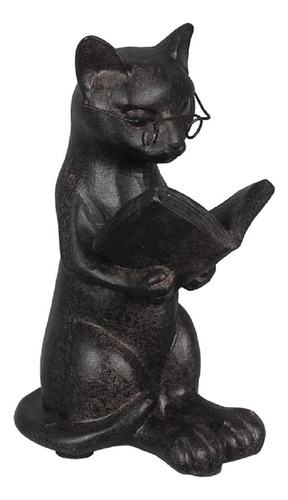 Lectura Del Gato Joven  Figura Decorativa De Resina 475 PuLG