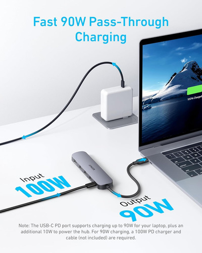 Hub Usb-c Anker (5 En 1), Hdmi 4k@30hz Con 100 W De Poten...