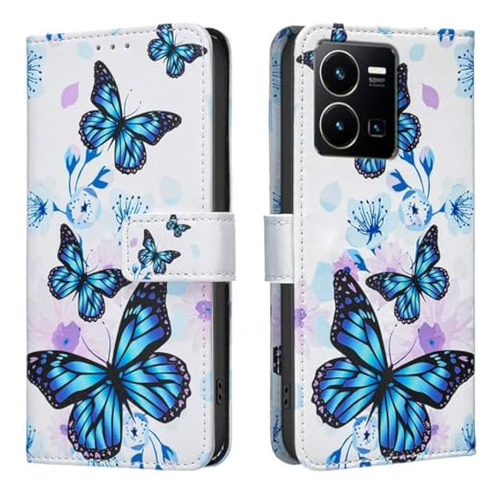Funda De Teléfono Tipo Cartera Para Vivo Y22s/y35 4g, Funda De Piel Sintética Con Función Atril, Ranuras Para Tarjetas, Cierre Magnético, Elegante Flo
