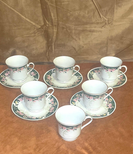 Taza De Café Porcelana Antigua 6 Tazas Y 5 Platos. Véalos