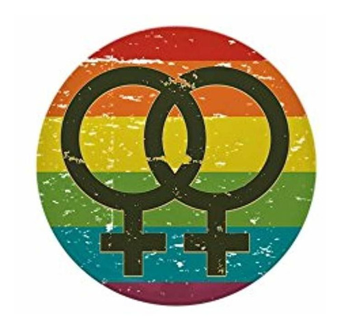 Mini Button Gay Female Symbols Rainbow Flag