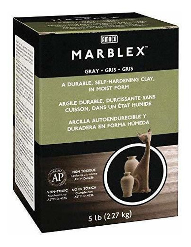 Amaco Marblex Arcilla Auto Endurecida, 5 Libras, Gris