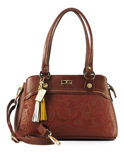 Imagen 1 de 8 de Bolso De Piel Con Grabado Tipo Cincelado Bolsa De Dama Mujer