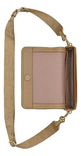 Bolsa Marc Jacobs The Leather Mini 2s4smn080s02 Acabado De Los Herrajes Oro Color Marrón Claro Correa De Hombro Marrón Claro Diseño De La Tela Lisa