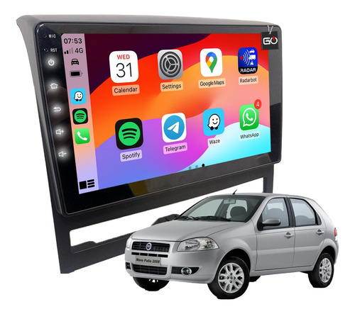 Kit Multimidia 9poleg 32gb Android Carplay Sem Fio Palio Hlx