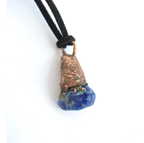 Imagen 1 de 5 de Collar Hombre, Piedra Natural Sodalita Y Cobre
