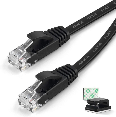 Cable Ethernet Cat6 15 Pies Negro Gigabit Flat Network Lan C