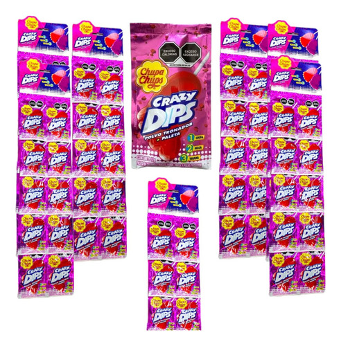 Paleta Pie Fresa Polvo Tronador 10pz Crazy Dips Chupa Chups