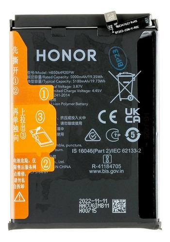 Bateria Pila Huawei Honor Magic 5 Lite Hb506492efw De 5100mh