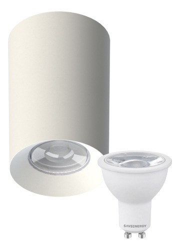Conjunto 2 Plafon Tower Redondo Recuado + Lâmpada Mr16 4,8w Estrutura Branco 110v/220v