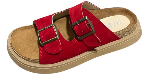 Sandalias Ojotas Mujer Dama Birk Rojo Bragué