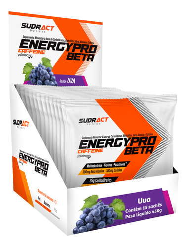 Energy Pro Beta 15 Sachês De 30g - Sudract Nutrition Sabor Uva