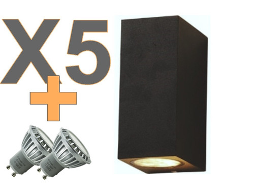 Aplique Pared Exterior Bidireccional Pack X5 + Lamparas Led