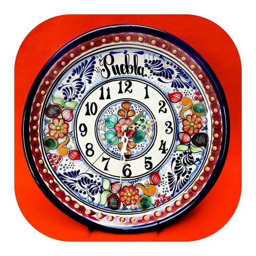 Imagen 1 de 2 de Reloj De Talavera Poblana 20 Cm Redondo Color Puebla