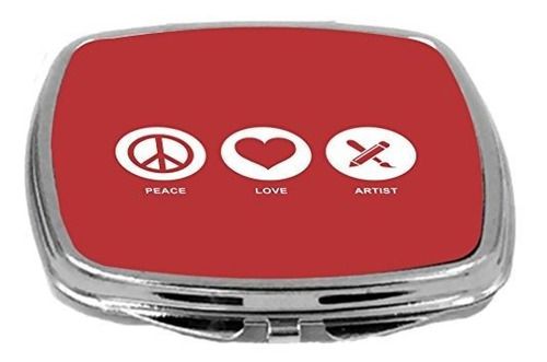 Rikki Knight, Paz, Amor Artista Diseño Espejo Compacto, Rojo