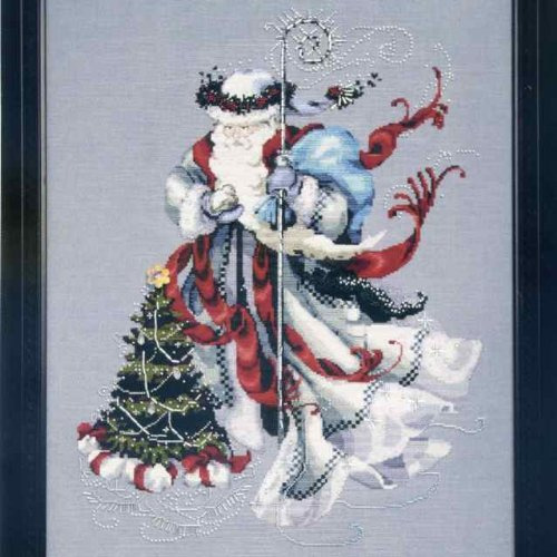 Invierno Patron Color Blanco Punto Cruz Diseño Papa Noel