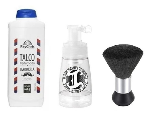 Dispensador Talco De Barberia + Topa Pelo Barber