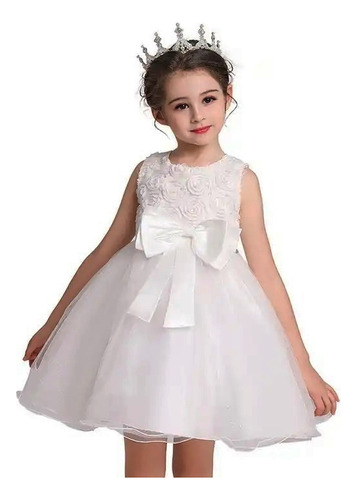 Vestido De Fiesta Bebe Niña Con Encaje Floreado Talla 80 90