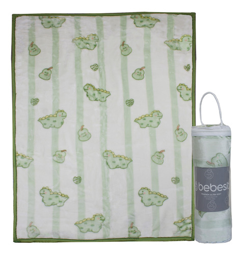 Frazada Ultra Soft Dino 80x110cm Verde Bebesit