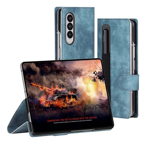 Funda Para Samsung Galaxy Z Fold 3 Azul Cierre Magnetico