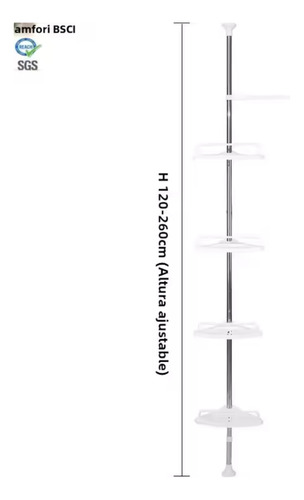 Estante Esquinero Baño Inoxidable Organizado- Sin Taladro Blanco